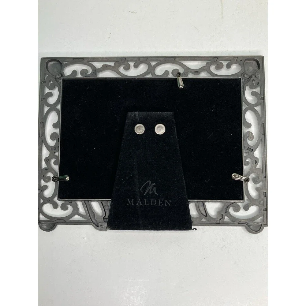 Malden Baby Picture Frame Metal Pewter 4x6 Baby & Rattlers on Boarder New